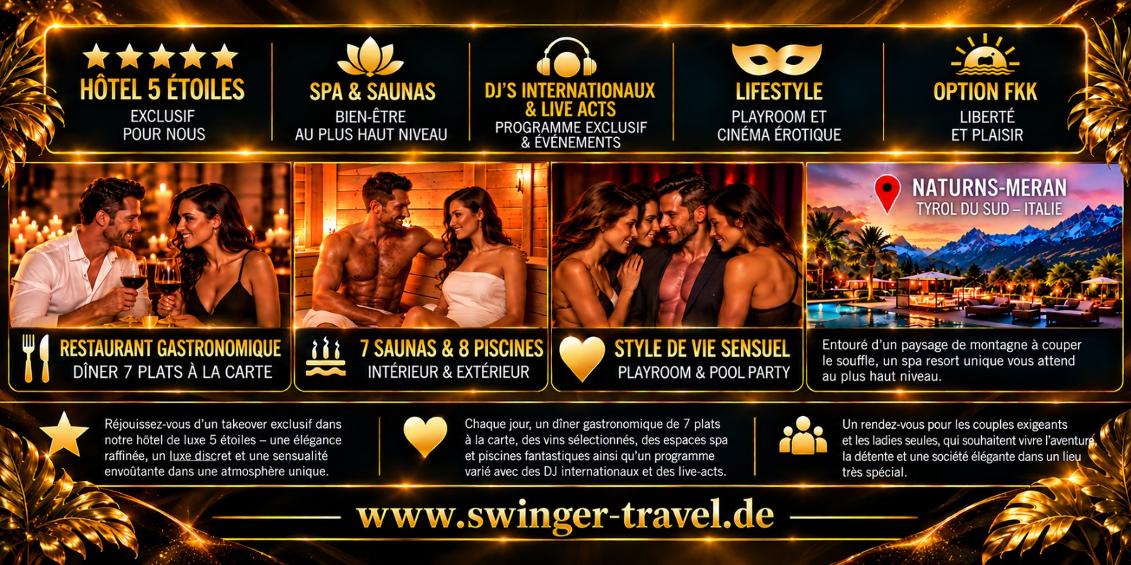Équipements et impressions : restaurant gastronomique, saunas et piscines, lifestyle, situation à Naturns/Merano