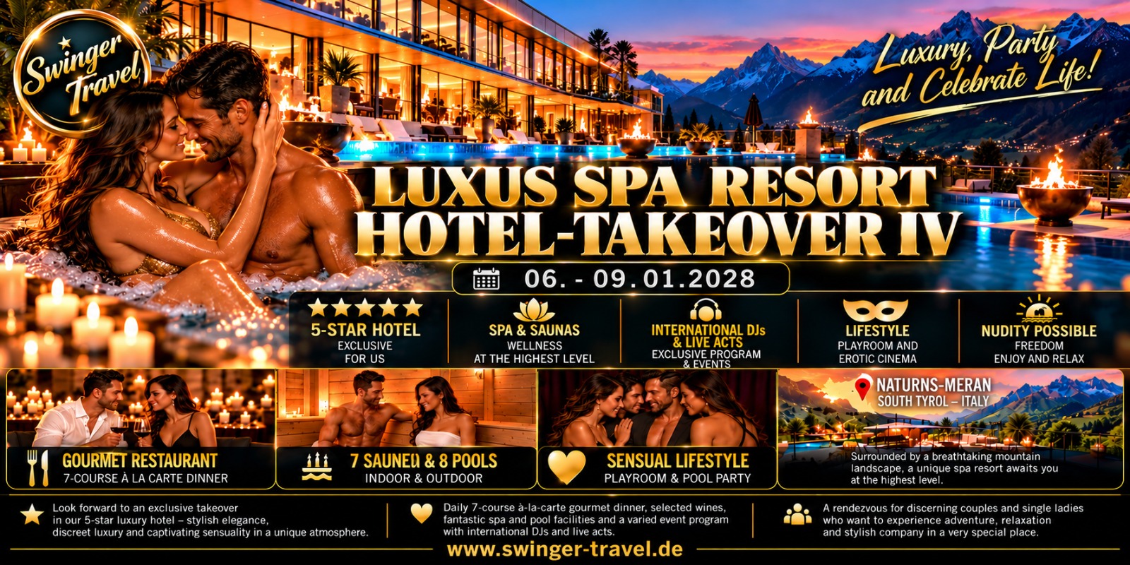 Luxus Spa Resort Hotel-Takeover IV, 6 January 2028 – 9 January 2028, Naturns/Merano in South Tyrol