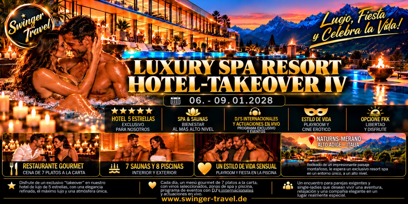 Luxus Spa Resort Hotel-Takeover IV, 6 de enero de 2028 – 9 de enero de 2028, Naturns/Merano en el Tirol del Sur