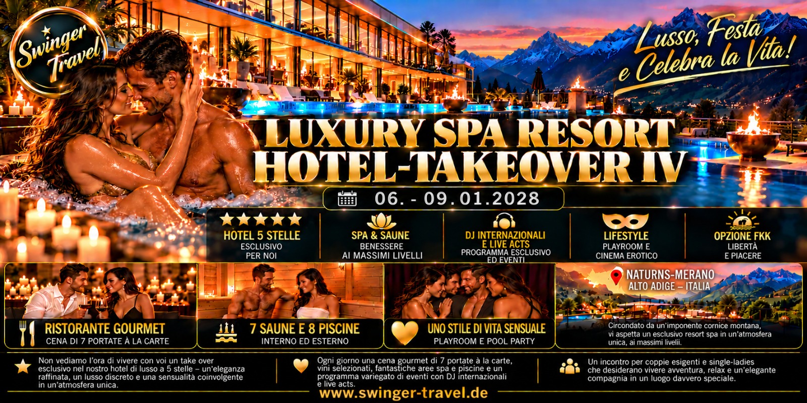 Luxus Spa Resort Hotel-Takeover IV, 6 gennaio 2028 – 9 gennaio 2028, Naturno/Merano in Alto Adige