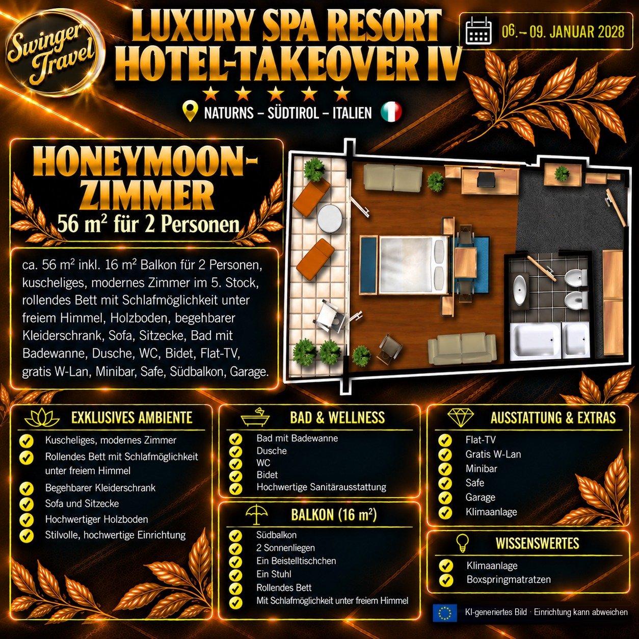 Honeymoon-Zimmer -- Zimmeransicht